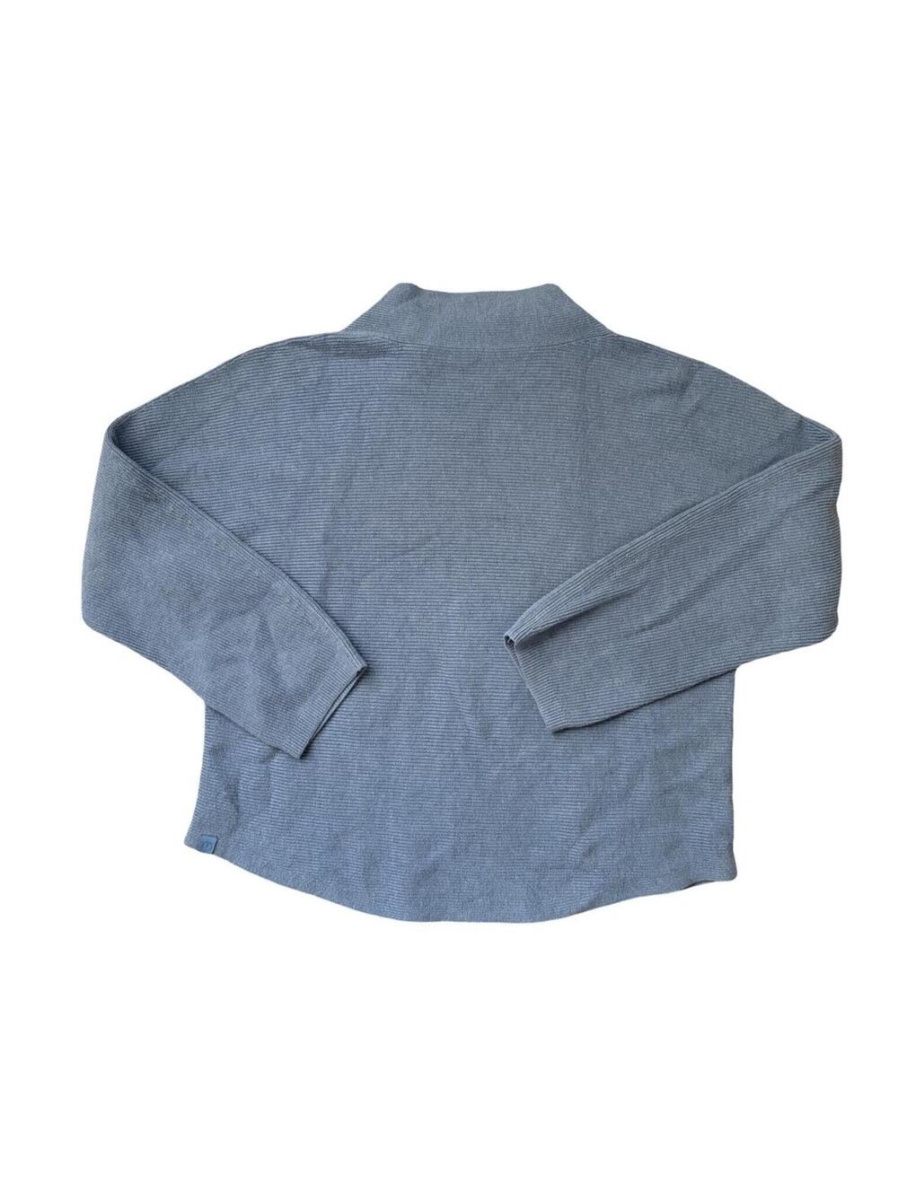 LULULEMON Boxy Cotton-Blend Sweater Womens M/L Blue Rib Knit Mock Neck Pullover - Picture 2 of 7